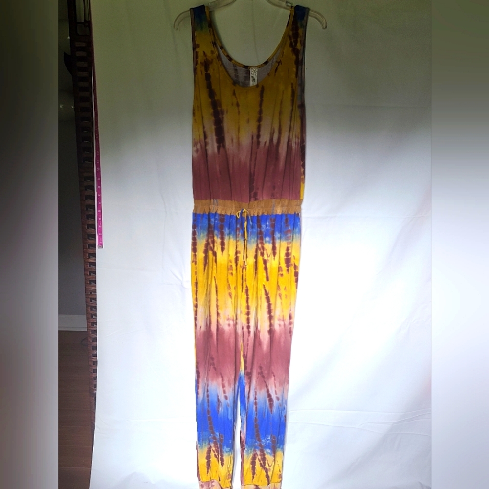 SZ LG TIE DYE JUMPSUIT WITH DRAWSTRING WAIST